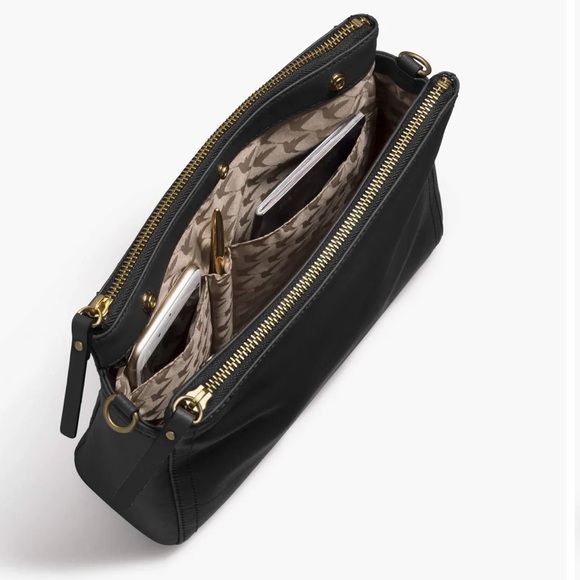 Lo&Sons Pearl Black Nappa Leather Crossbody Organizer, gold, replacement strap - Picture 3 of 15